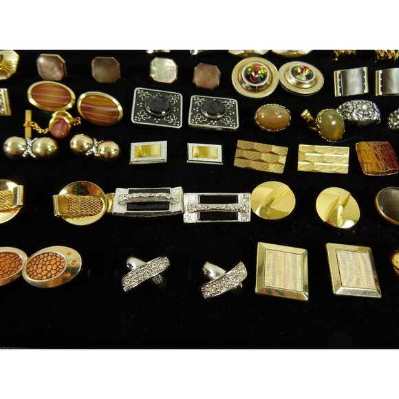 Huge Lot of Cufflinks 36 Pairs Vintage and Designer Cuff Links w Tray - Picture 4 of 7
